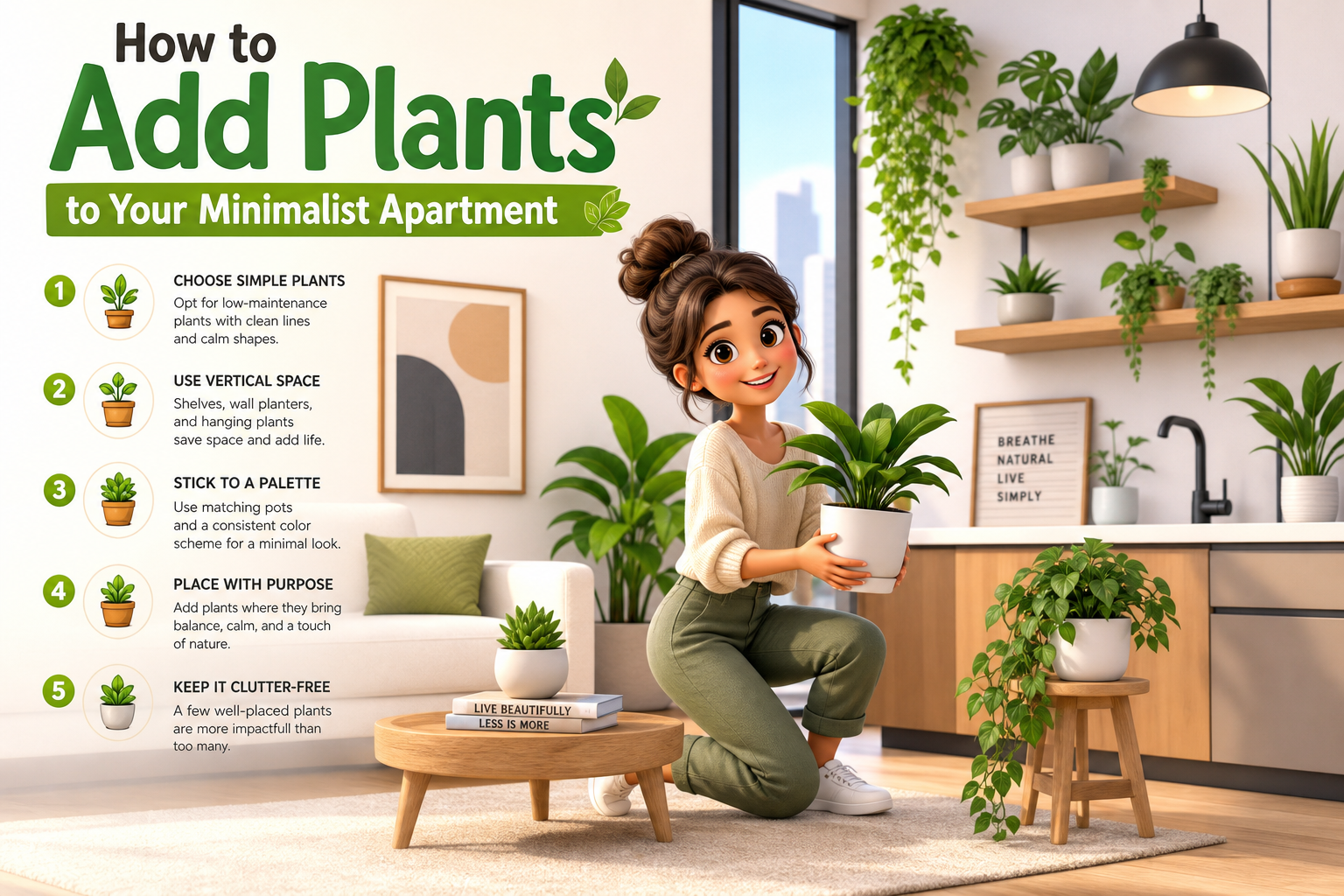 minimalist apartment plants